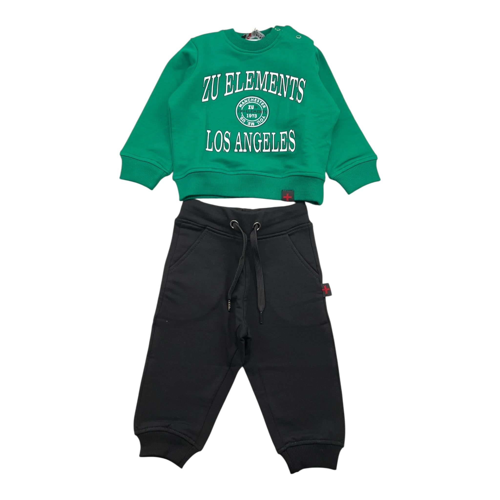 ZU+ELEMENTS completo 2pz felpa-pantalone bicolore Nero/verde per Bambino ZU292J NERO/VERDE ZU+ELEMENTS 