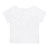 Carre'Ment Beau T-Shirt Crew Neck Solid Color With Contrast Print White For Newborns