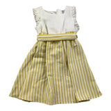 Croquettes Two-Tone Sleeveless Dress With White/Yellow Striped Skirt For Girls