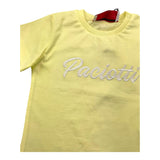 Cesare Paciotti Solid Color Crew Neck T-Shirt with Yellow Logo Print for Newborns