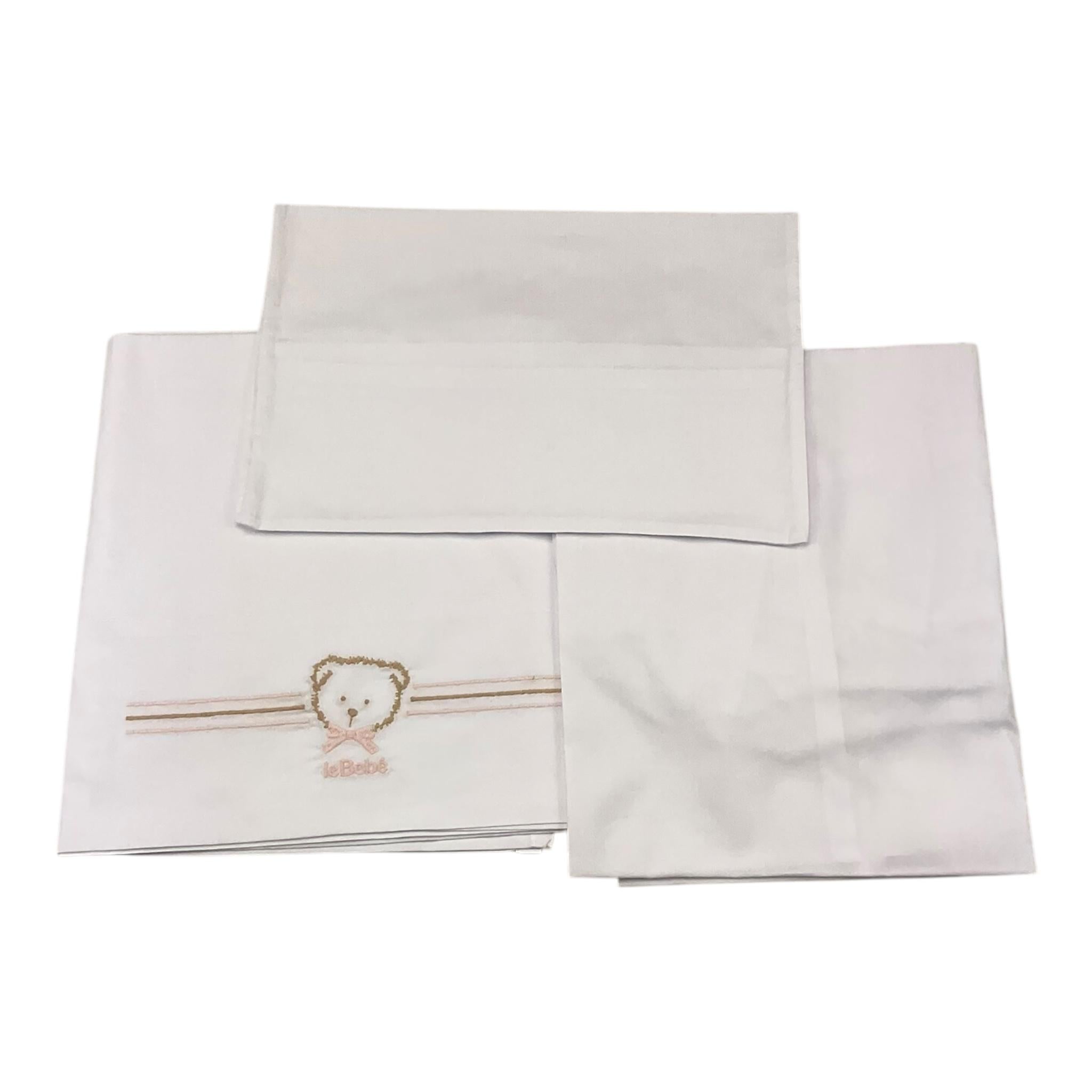 LE BEBE' set 3 pezzi lenzuola tinta unita cn ricami Bianco per Neonata LBG5959 BIANCO LE BEBE' 