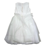 Simonetta Solid Color Ceremony Dress With Armholes And White Tulle For Girls