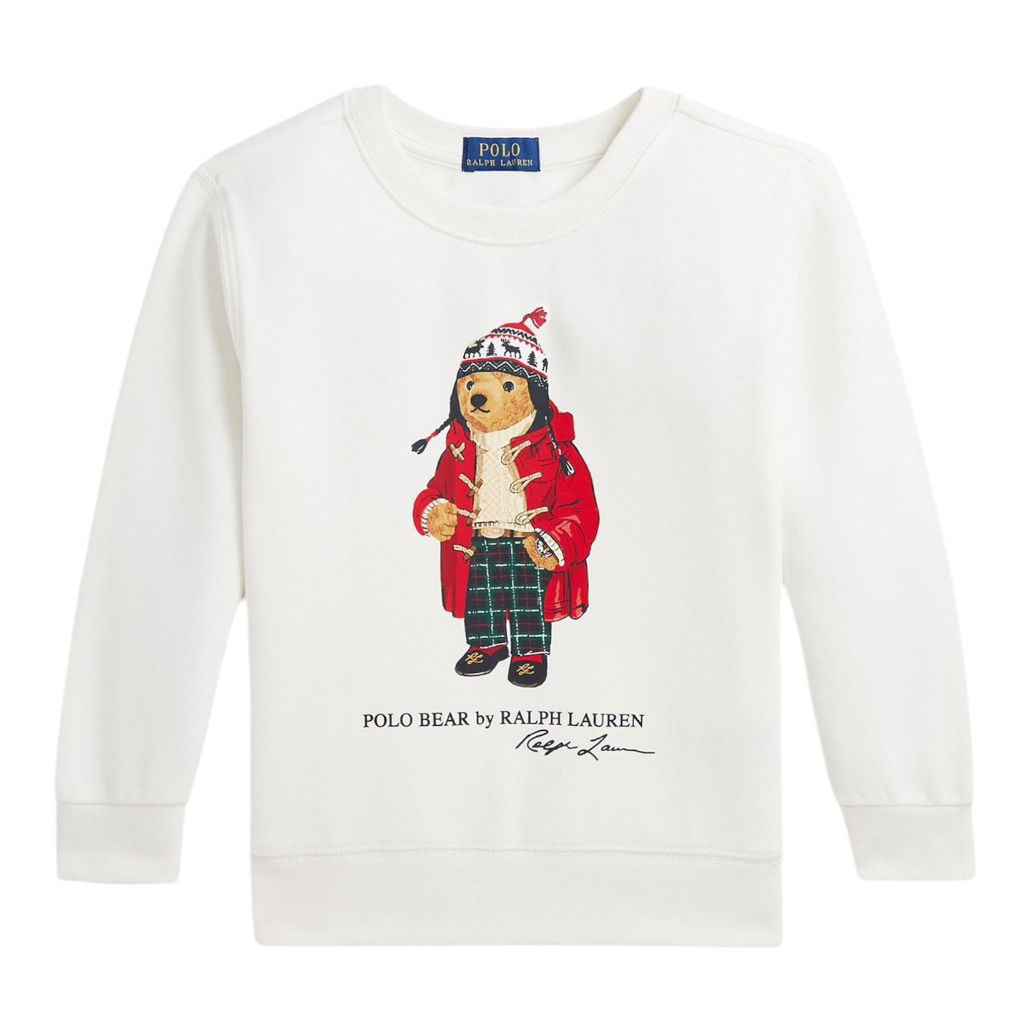 RALPH LAUREN felpa chiusa girocollo tinta unita con stampa in contrasto Panna per Bambino 322960439002 PANNA RALPH LAUREN 