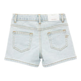 Vicolo Solid Color Denim Shorts With Adjustable Waist Light Blue For Girls