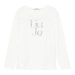 LIU JO shirt girocollo tinta unita con stampa e applicazioni Bianco per Bambina GF4093 BIANCO LIU JO 