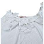 Please T-Shirt Tinta Unita con Applicazioni per Bambina MB32070G73 BIANCO PLEASE 
