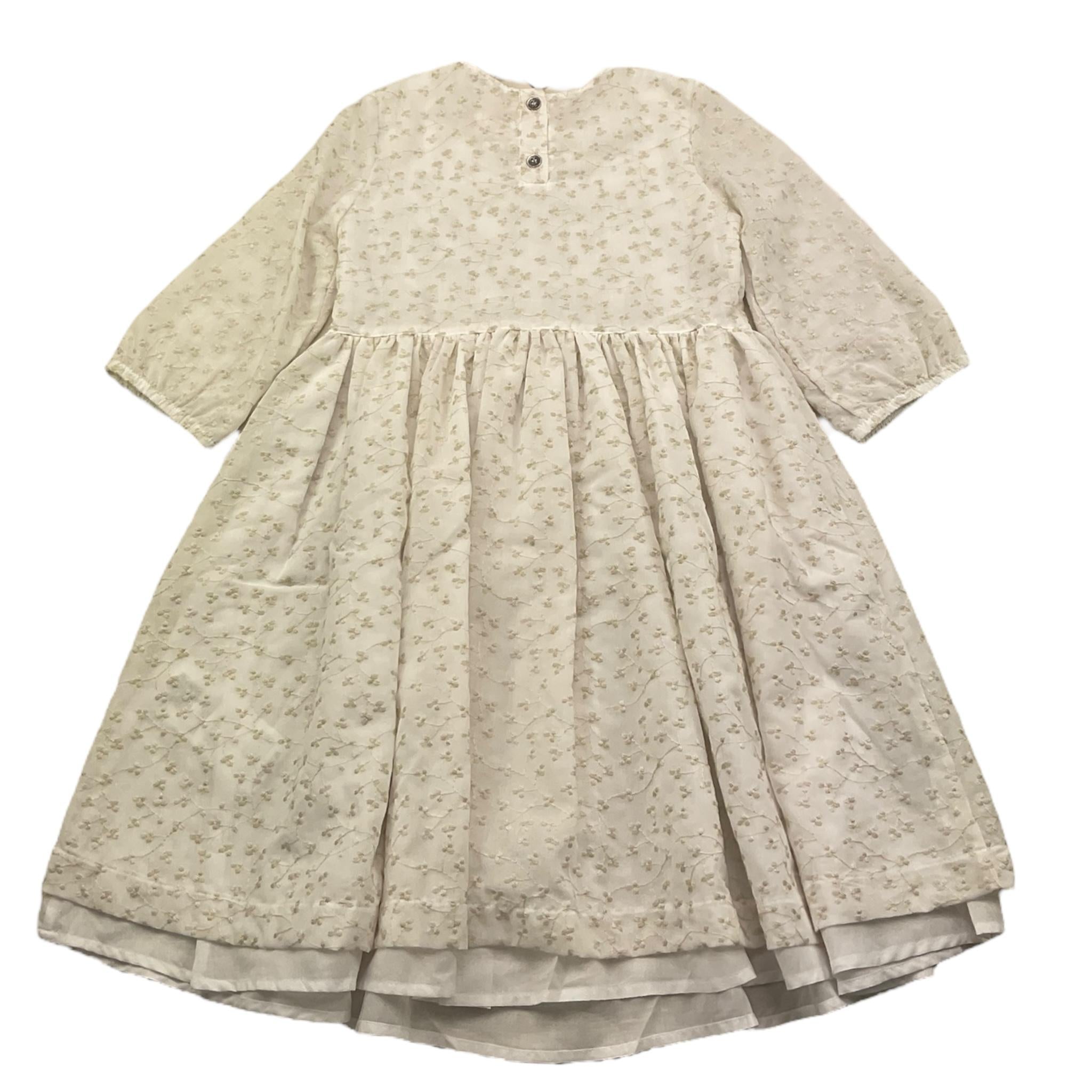 Caffe' D'Orzo Abito Tinta Unita con Ricami per Bambina ZW1A90 PANNA CAFFE' D'ORZO 