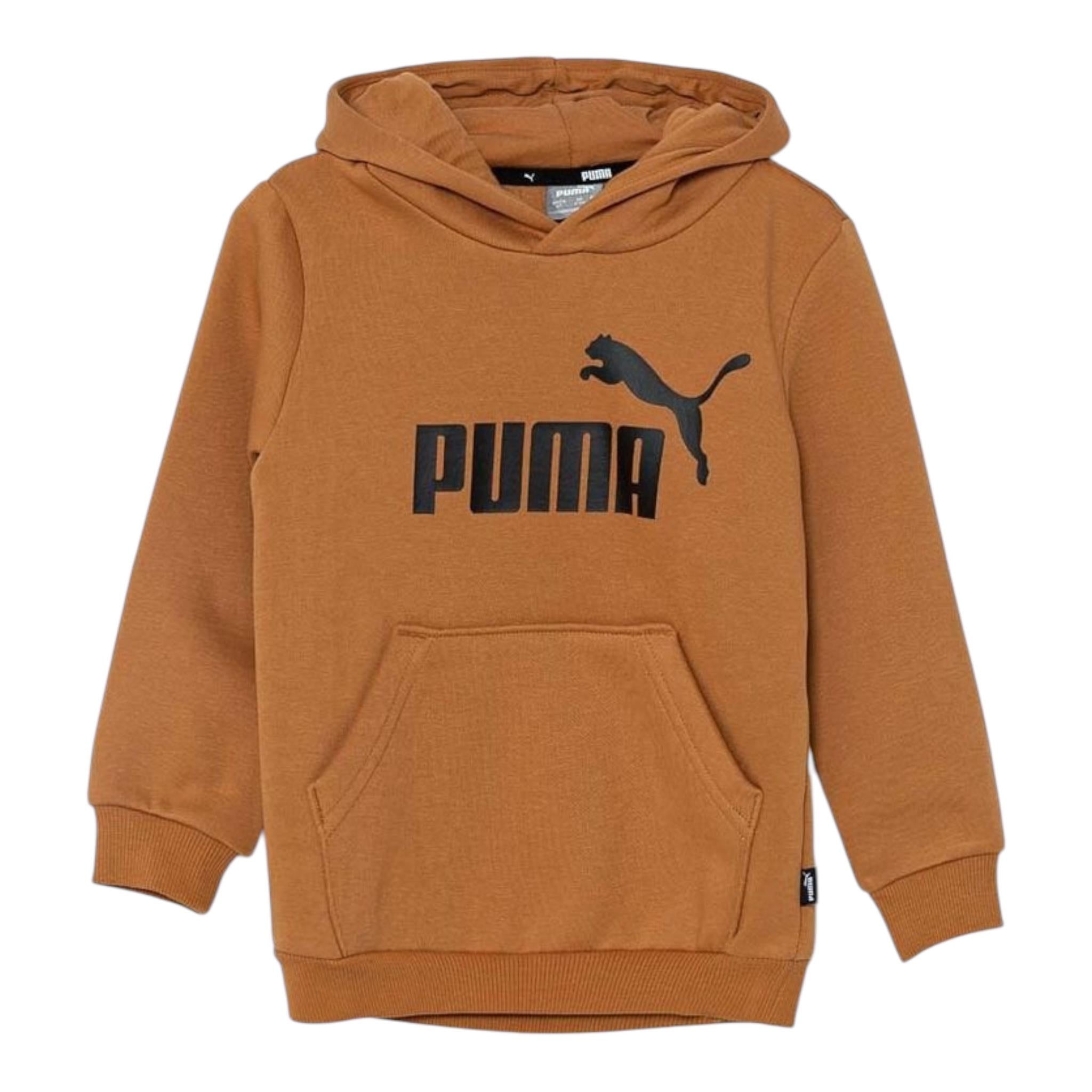 PUMA felpa tinta unita con cappuccio e stampa logo Caramello per Bambino 586965 CARAMELLO PUMA 