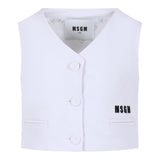 Msgm Solid Color Vest With Buttons White For Boys