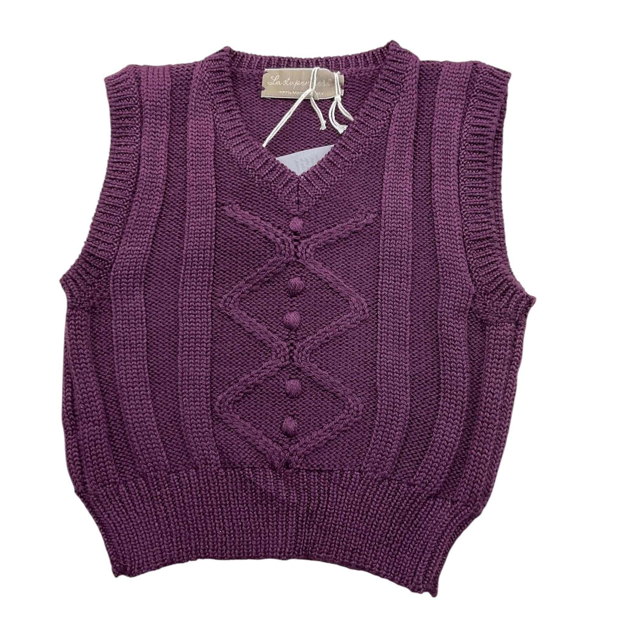 LA STUPENDERIA gilet tinta unita in maglia Viola per Neonata WJGL42X VIOLA LA STUPENDERIA 