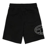 Diesel Bermuda In Solid Color Fleece With Black Logo Print For Boys