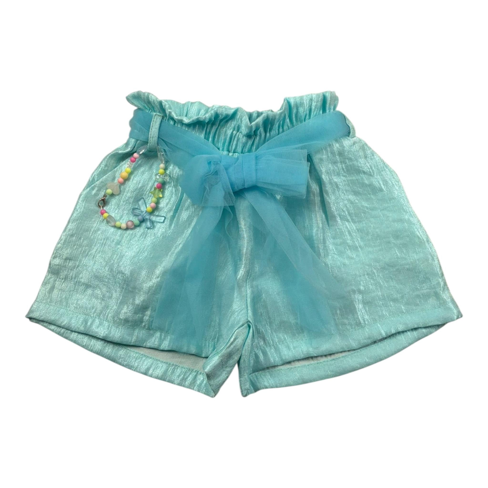 Miss Grant Short Tinta Unita con Cintura per Neonata MG1324 AZZURRO MISS GRANT 