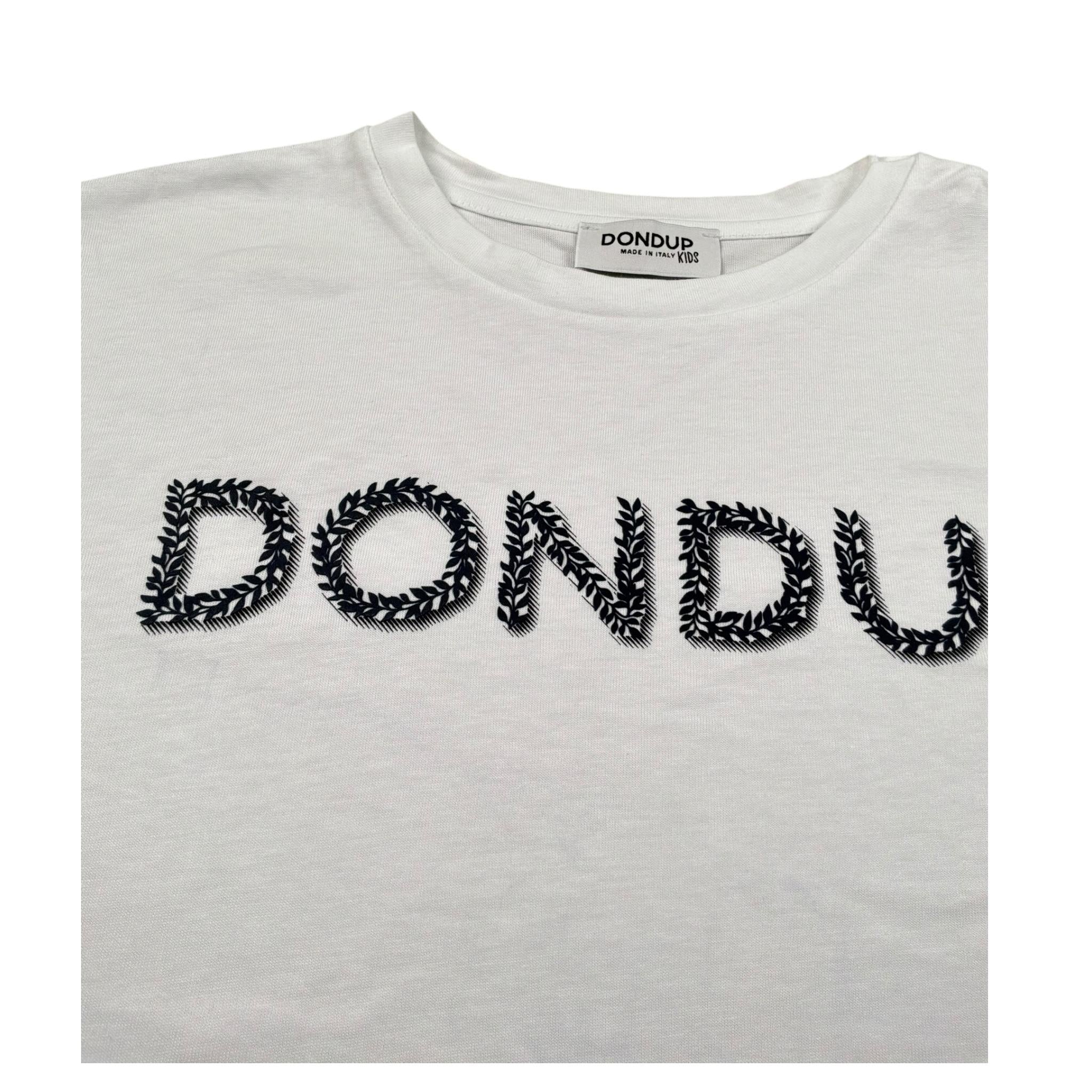 Dondup T-Shirt Girocollo Tinta Unita con Stampa per Bambina DFTS023X BIANCO DONDUP 
