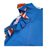 Emilio Pucci Solid Color Ruffled Sleeveless Dress Blue For Baby Girl