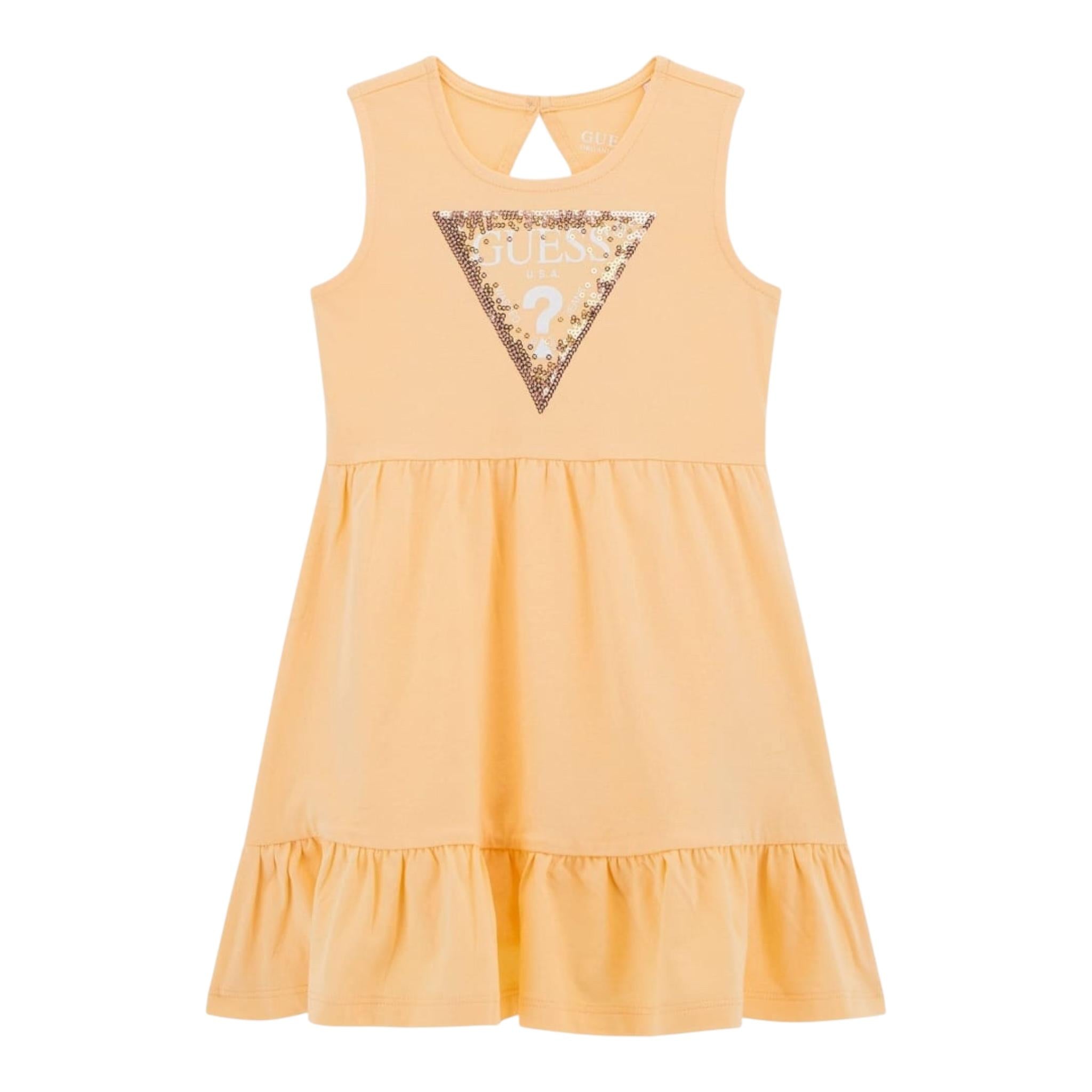 Guess Abito Giromanica Tinta Unita con Paillettes per Bambina K5GK22K6YW4 PESCA GUESS 
