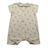 Petit Bateau Pagliaccetto Mezza Manica tinta unita con Stampa Beige per Neonata A09H2 BEIGE PETIT BATEAU 