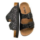 Colors Of California Black Glitter Solid Color Slipper For Girls