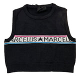 Marc Ellis Black Logo Print Solid Armhole Top For Girls