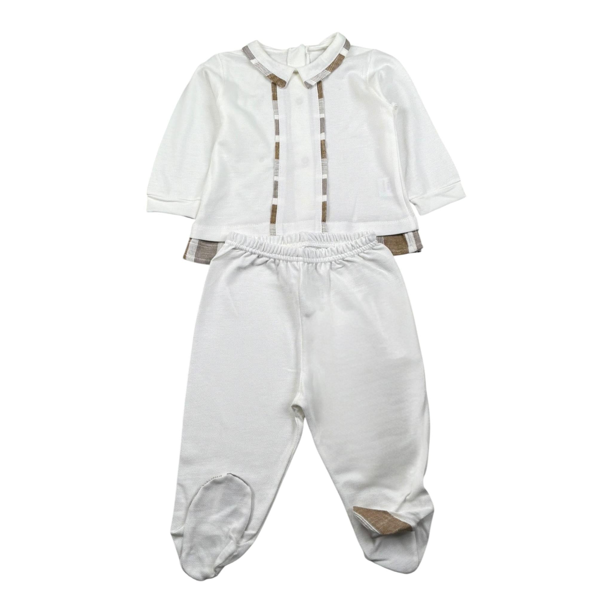 Babyvip Completo 2 Pezzi Shirt-Ghettina Tinta Unita per Neonato T3819 BIANCO BABYVIP 