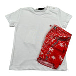 Manuel Ritz T-Shirt Girocollo Tinta Unita con Stampa E Bandana per Bambino MR3124JX BIANCO MANUEL RITZ 