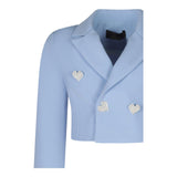 Fun &amp; Fun Plain Crop Jacket with Glitter Buttons Light Blue for Baby Girls