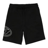 Diesel Bermuda In Solid Color Fleece With Black Logo Print For Boys