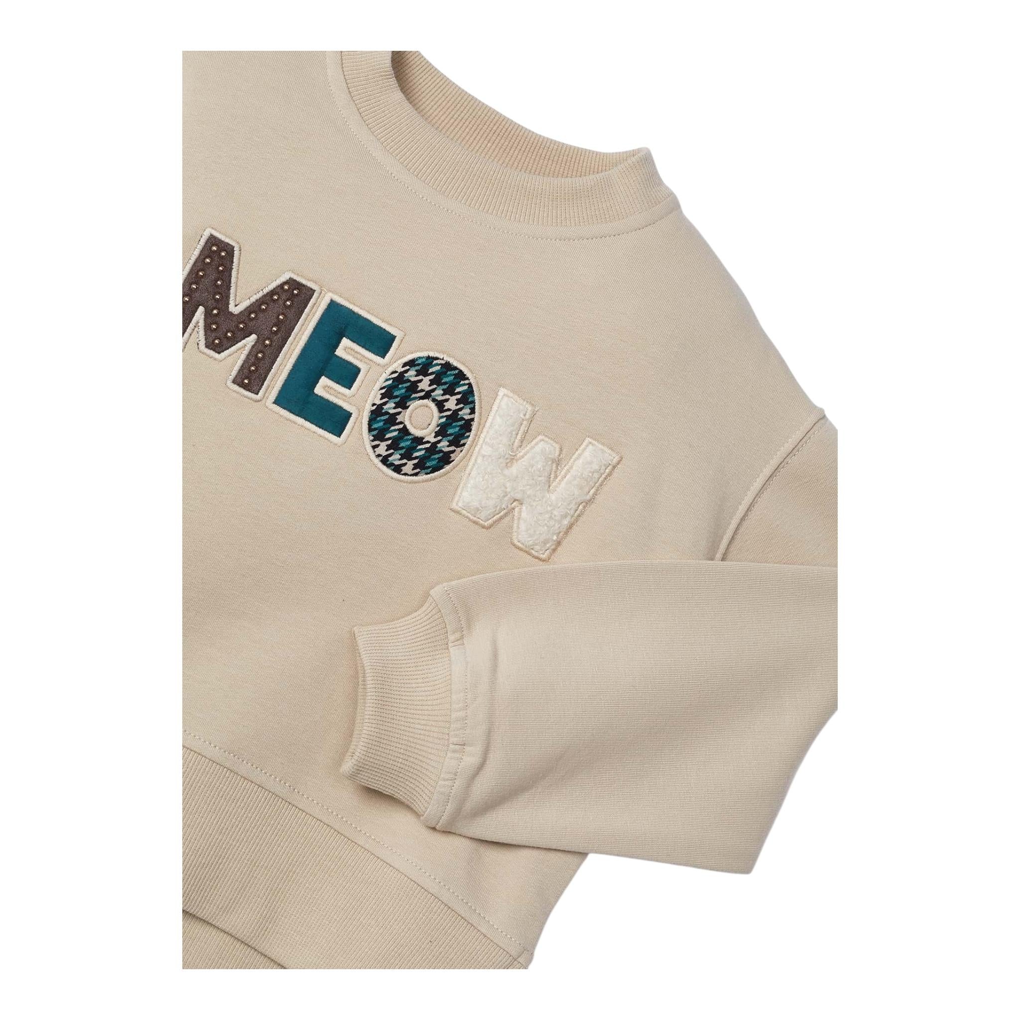 MAYORAL felpa girocollo tinta unita con stampa Beige per Bambina 4482J BEIGE MAYORAL 