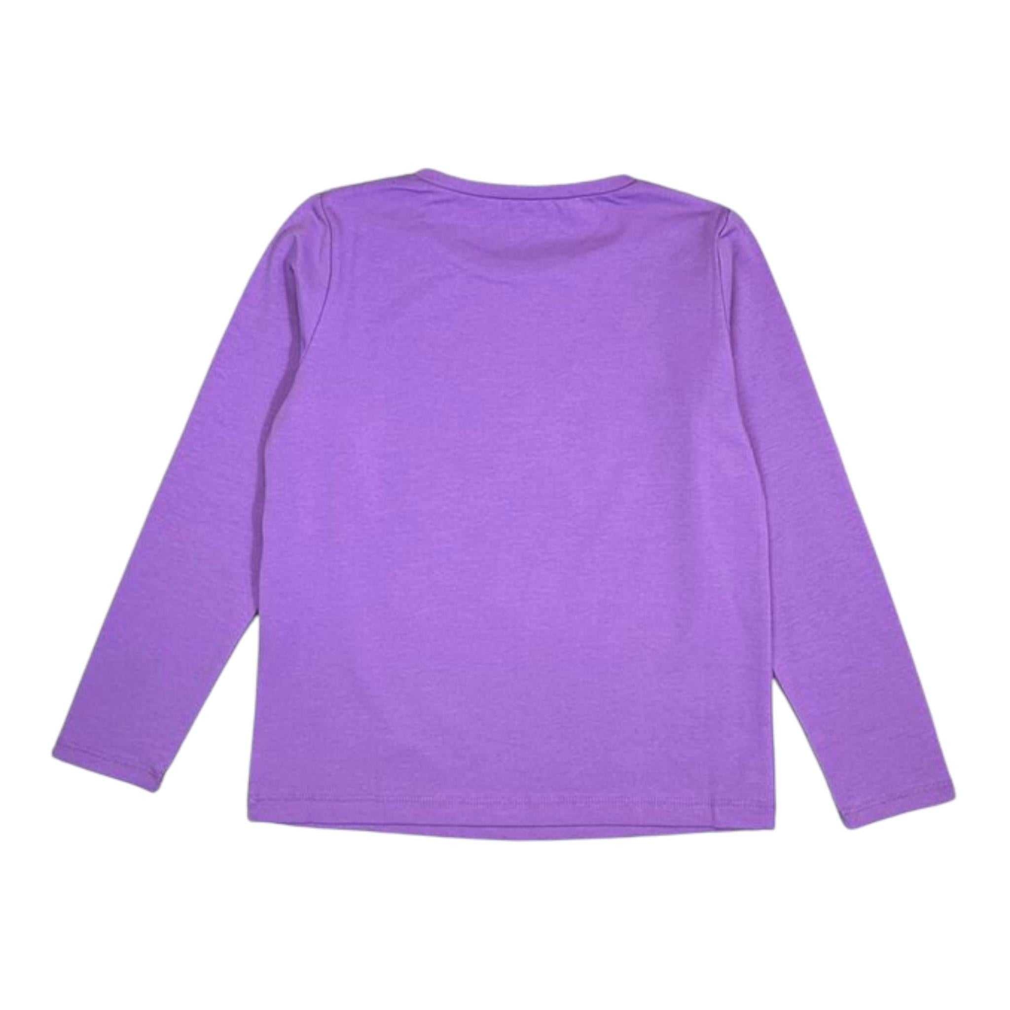 LIU JO shirt girocollo tinta unita con stampa e applicazioni Viola per Bambina GF4093 VIOLA LIU JO 