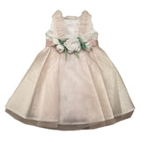 Light Colors Solid Color Ceremony Dress With Tulle And White/Pink Belt For Baby Girl