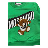 MOSCHINO felpa chiusa girocollo tinta unita con stampa in contrasto Verde per Neonato MVF04Q VERDE MOSCHINO 