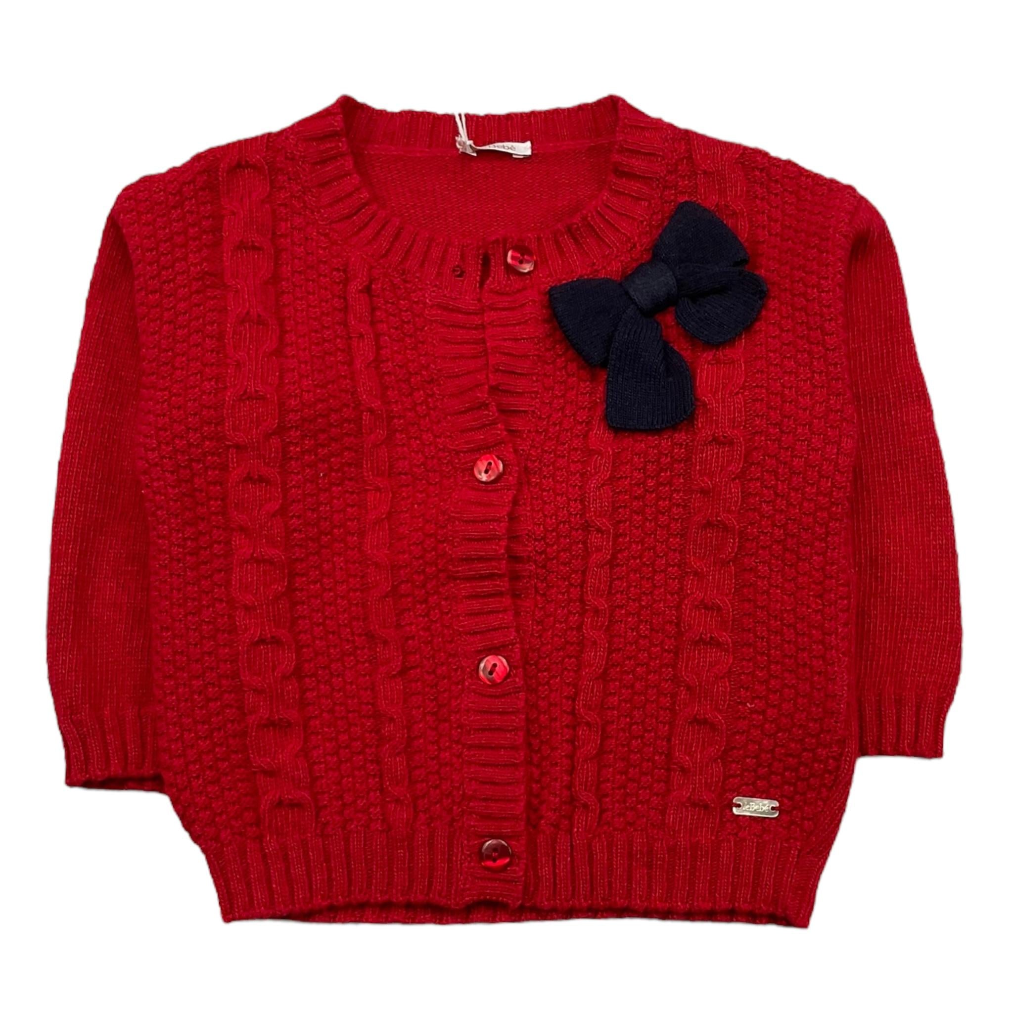 LE BEBE' cardigan tinta unita cn fiocco in contrasto Rosso per Neonata LBG6195 ROSSO LE BEBE' 