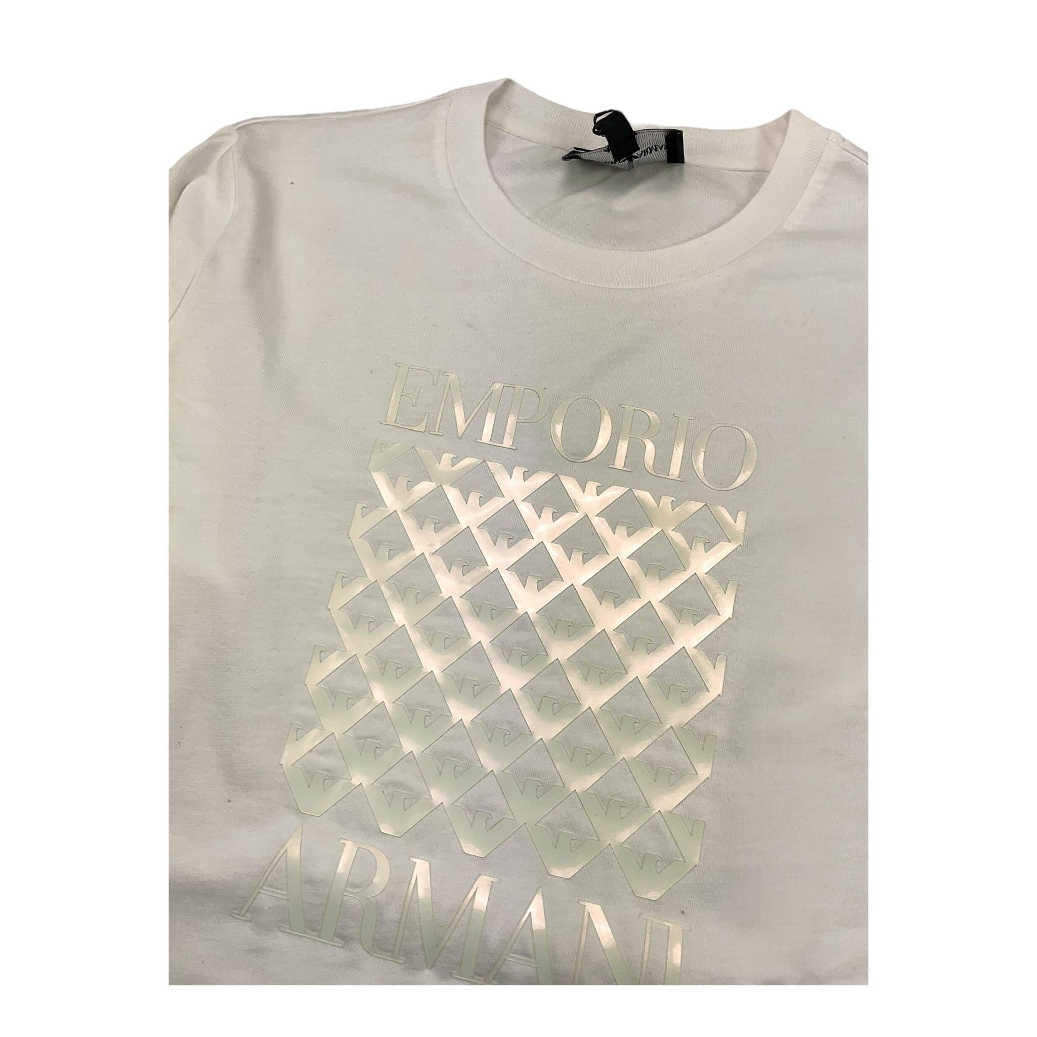 EMPORIO ARMANI shirt girocollo tinta unita con stampe Bianco per Bambino 6R4TJC BIANCO EMPORIO ARMANI 