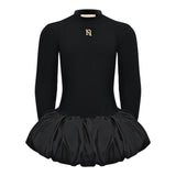 ELISABETTA FRANCHI abito tinta unita mezzo collo con logo Nero per Bambina EFAB544 NERO ELISABETTA FRANCHI 