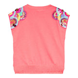 Billieblush Solid Color Sequin Crew Neck T-Shirt With Elastic Pink For Girls