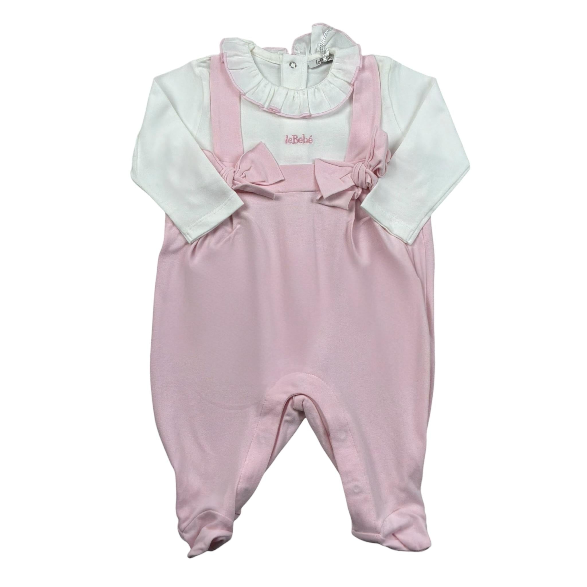 Le Bebe' Tutina Bicolore con Stampa per Neonata LBG0947 BIANCO/ROSA LE BEBE' 