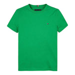 Tommy Hilfiger T-Shirt Girocollo Tinta Unita con Logo per Bambino KB0KB06879X VERDE TOMMY HILFIGER 