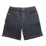 Cesare Paciotti Solid Color Denim Bermuda Shorts With Adjustable Waistband Black For Boys