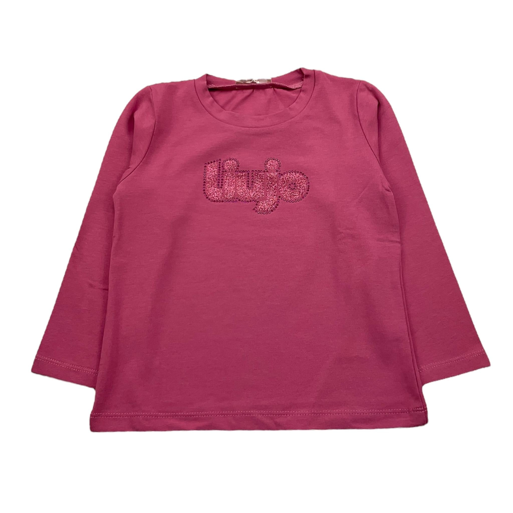 LIU JO shirt girocollo tinta unita con stampa in contrasto Rosa per Neonata KF3048 ROSA LIU JO 