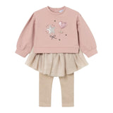 MAYORAL completo 2pz bicolore felpa-leggins con gonna Rosa/beige per Neonata 2712 ROSA/BEIGE MAYORAL 