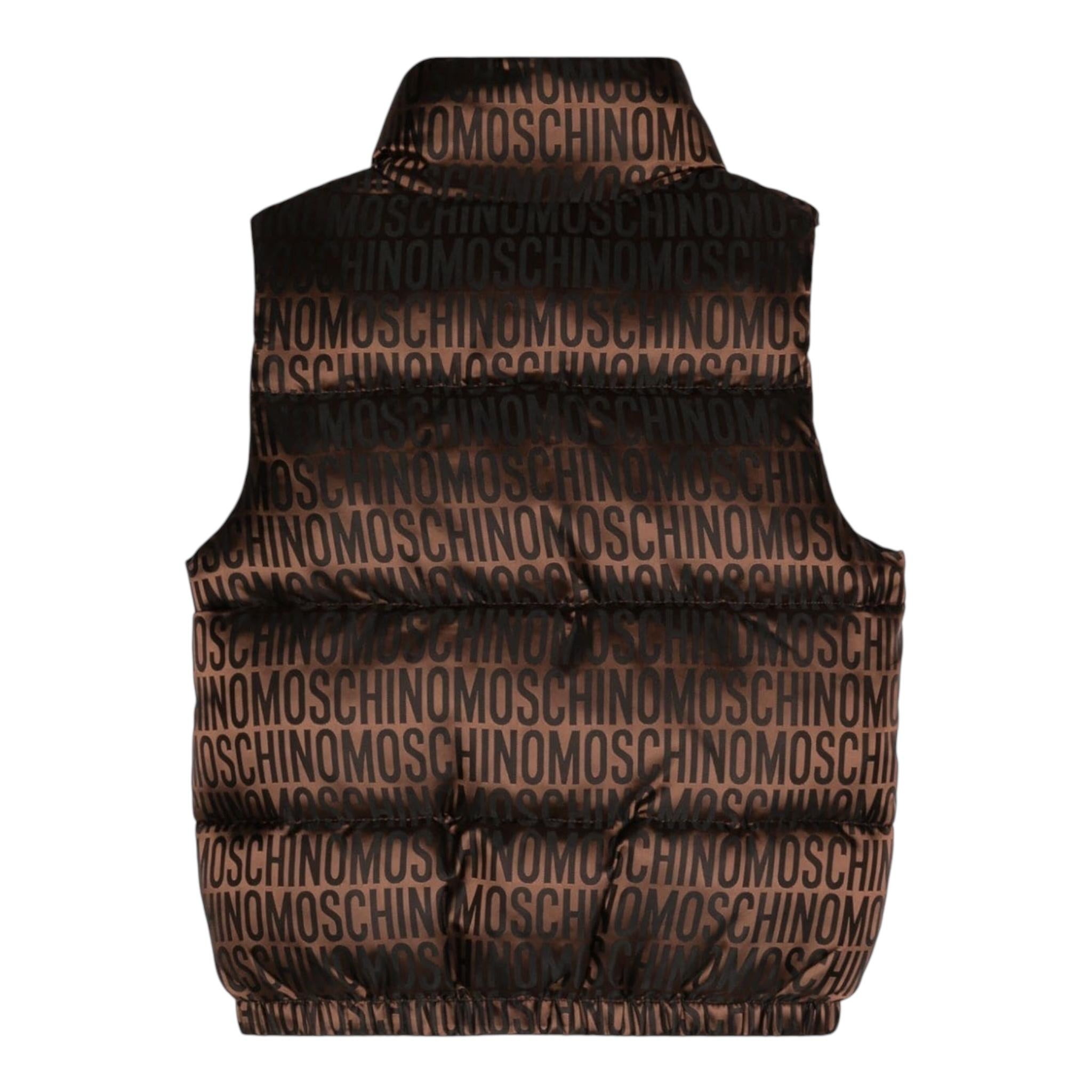 MOSCHINO smanicato tinta unita cn stampe logo Marrone per Bambino HUS04S MARRONE MOSCHINO 