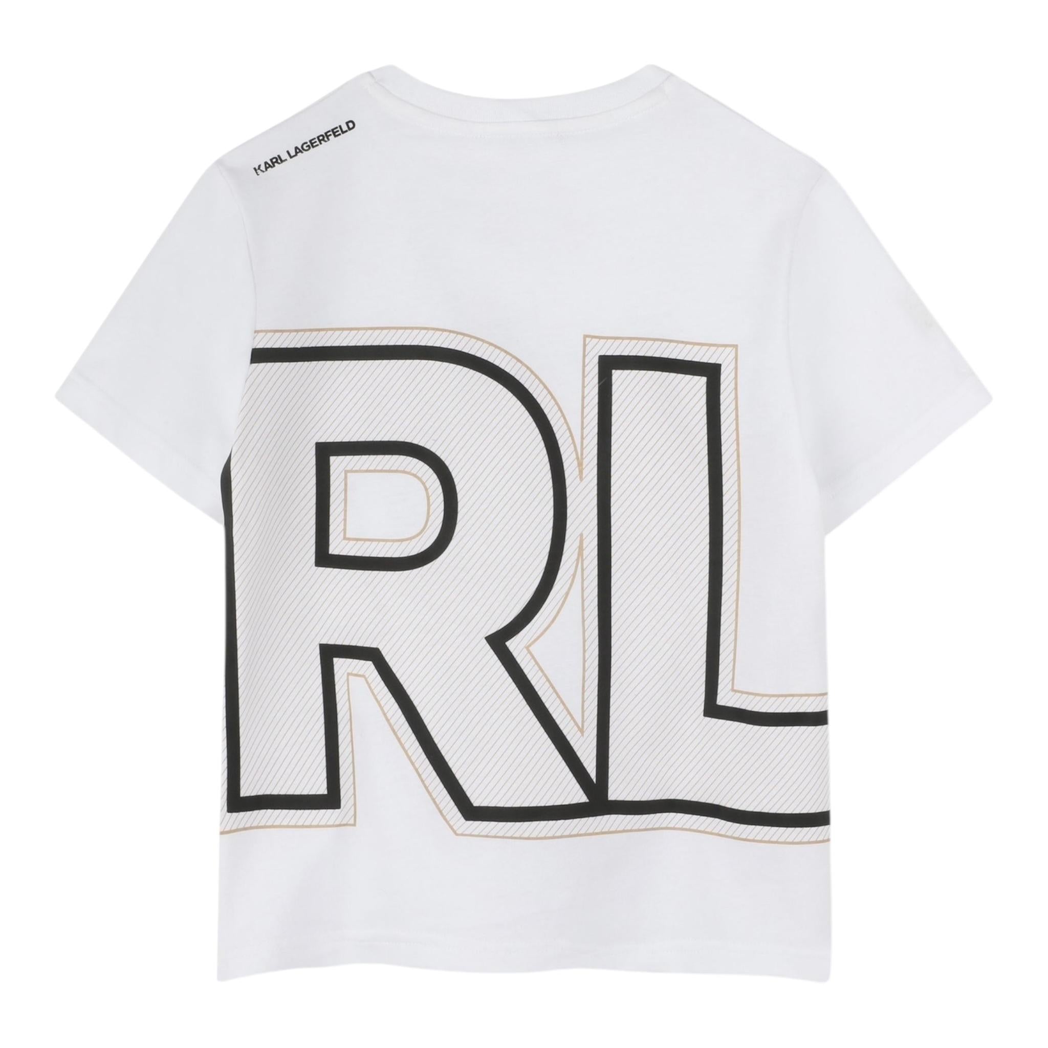 Karl Lagerfeld T-Shirt Girocollo Tinta Unita con Stampa per Neonato Z30432 BIANCO KARL LAGERFELD 