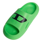 Diesel Solid Color Rubber Slipper With Fluorescent Green Logo For Kids
