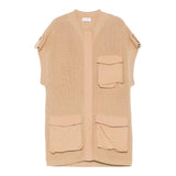 Pinko Gilet In Maglia Girocollo Tinta Unita per Bambina KFMA002 SABBIA PINKO 