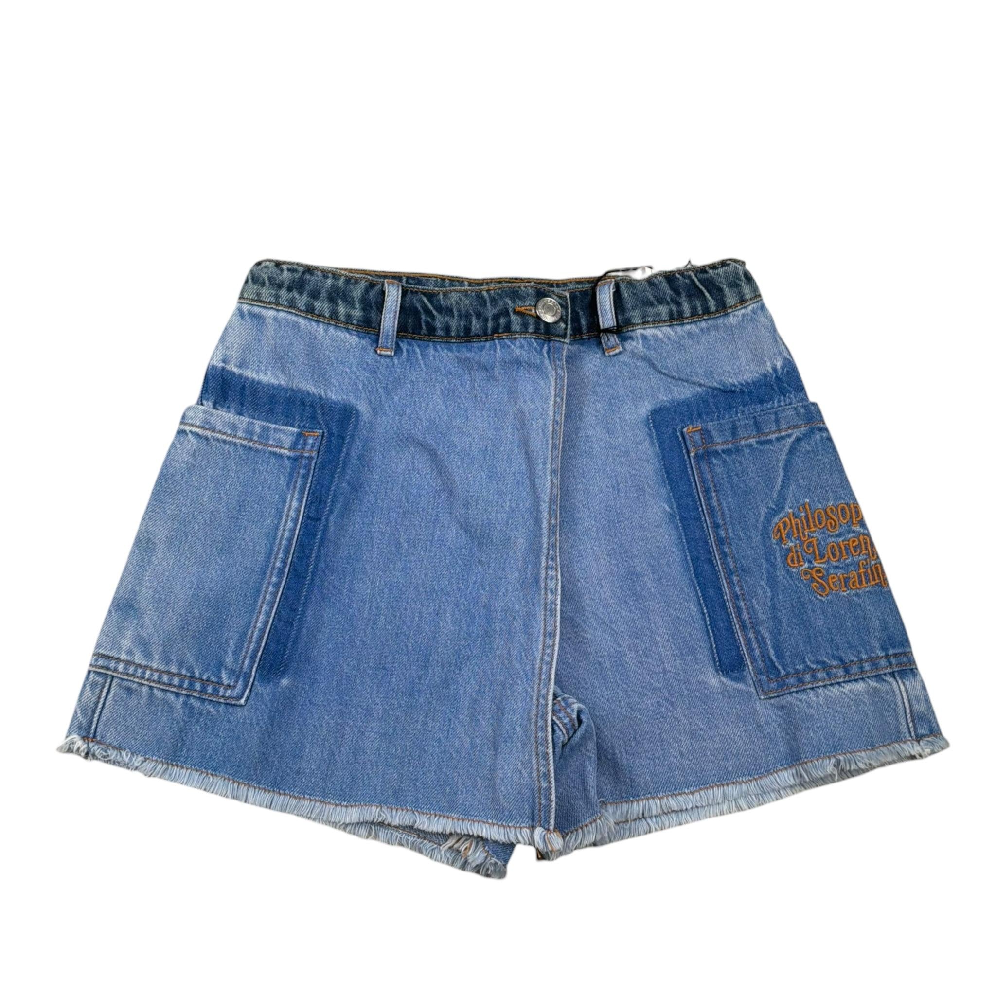 Philosophy Short Modello Gonna Tinta Unita In Denim per Bambina I9E402 BLU PHILOSOPHY 