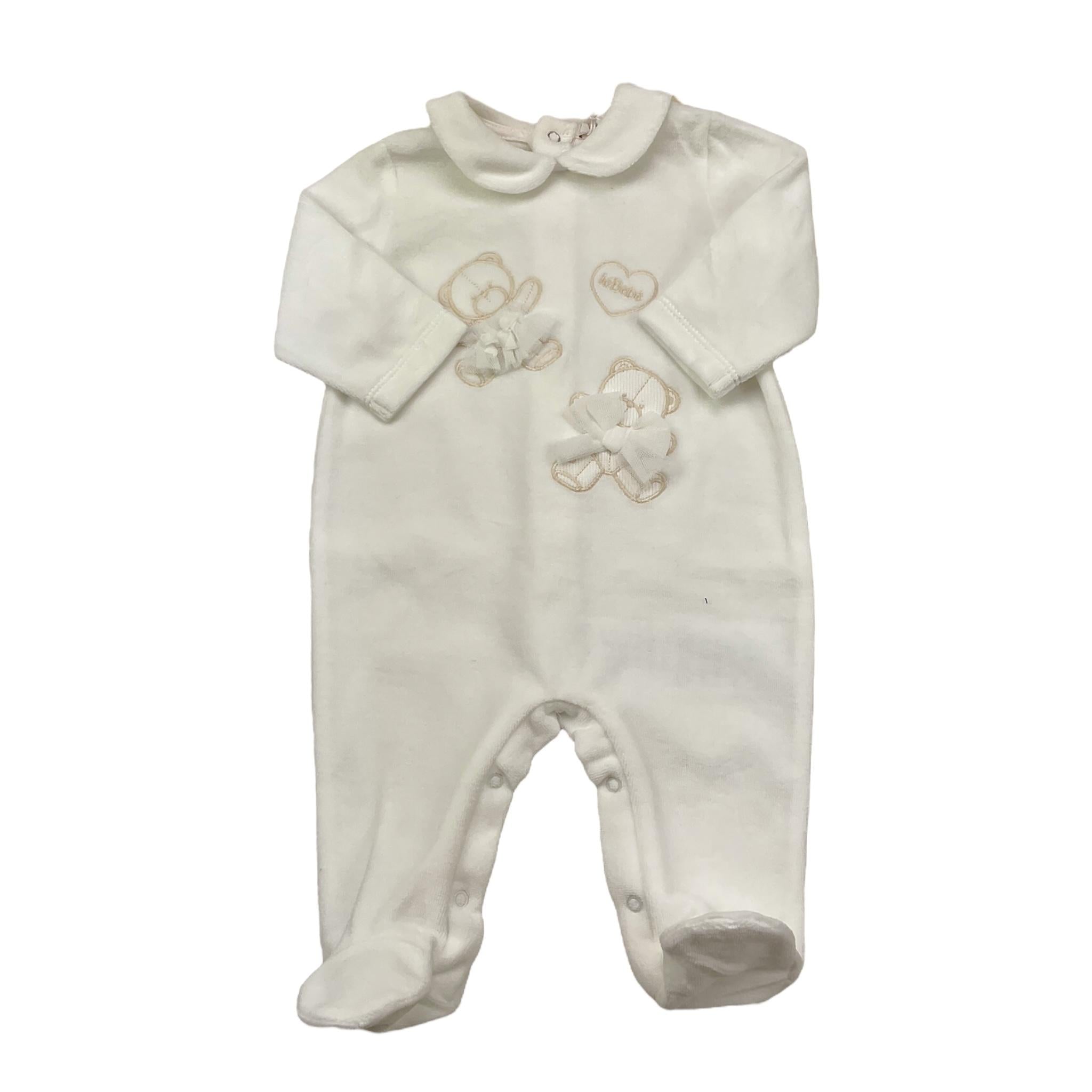 LE BEBE' tutina tinta unita con stampa Bianco per Neonata LBG5942 BIANCO LE BEBE' 