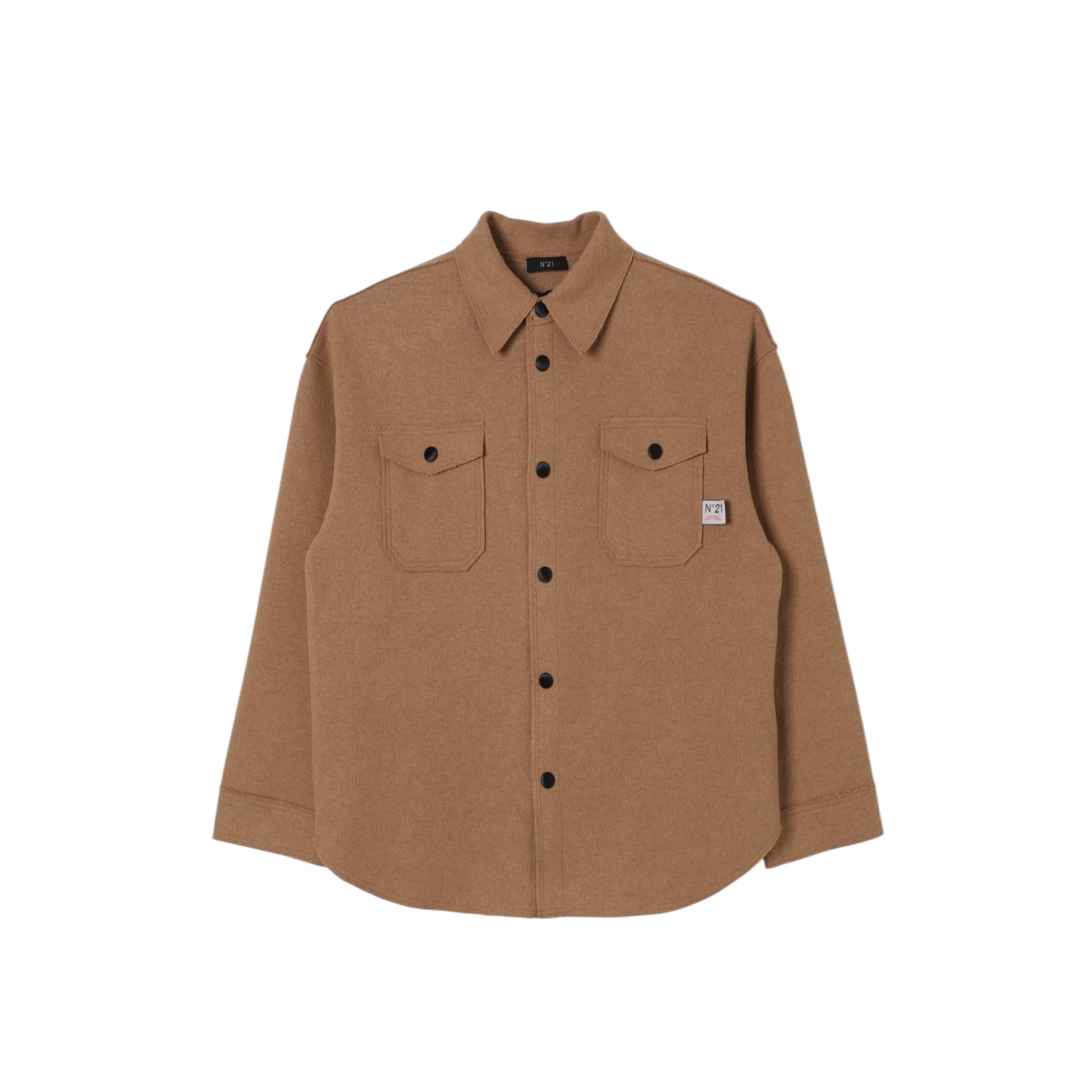 N°21 camicia tinta unita con bottoni Cammello per Bambino N21A02 CAMMELLO N°21 