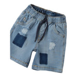Sarabanda Bermuda In Denim Tinta Unita con Elastico In Vita per Neonato 0B153 AZZURRO SARABANDA 