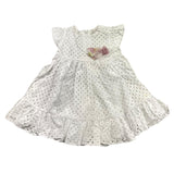 Lalalu' White Openwork Solid Color Half Sleeve Dress for Baby Girl