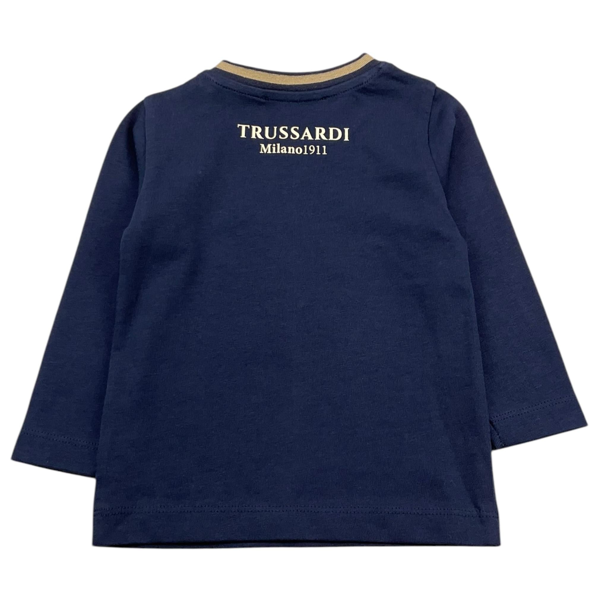 TRUSSARDI shirt girocollo tinta unita con stampa in contrasto Blu per Neonato TIA25116TS BLU TRUSSARDI 