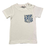 Little Red Fish T-Shirt Crew Neck Solid Color With Contrast Pocket White For Newborns
